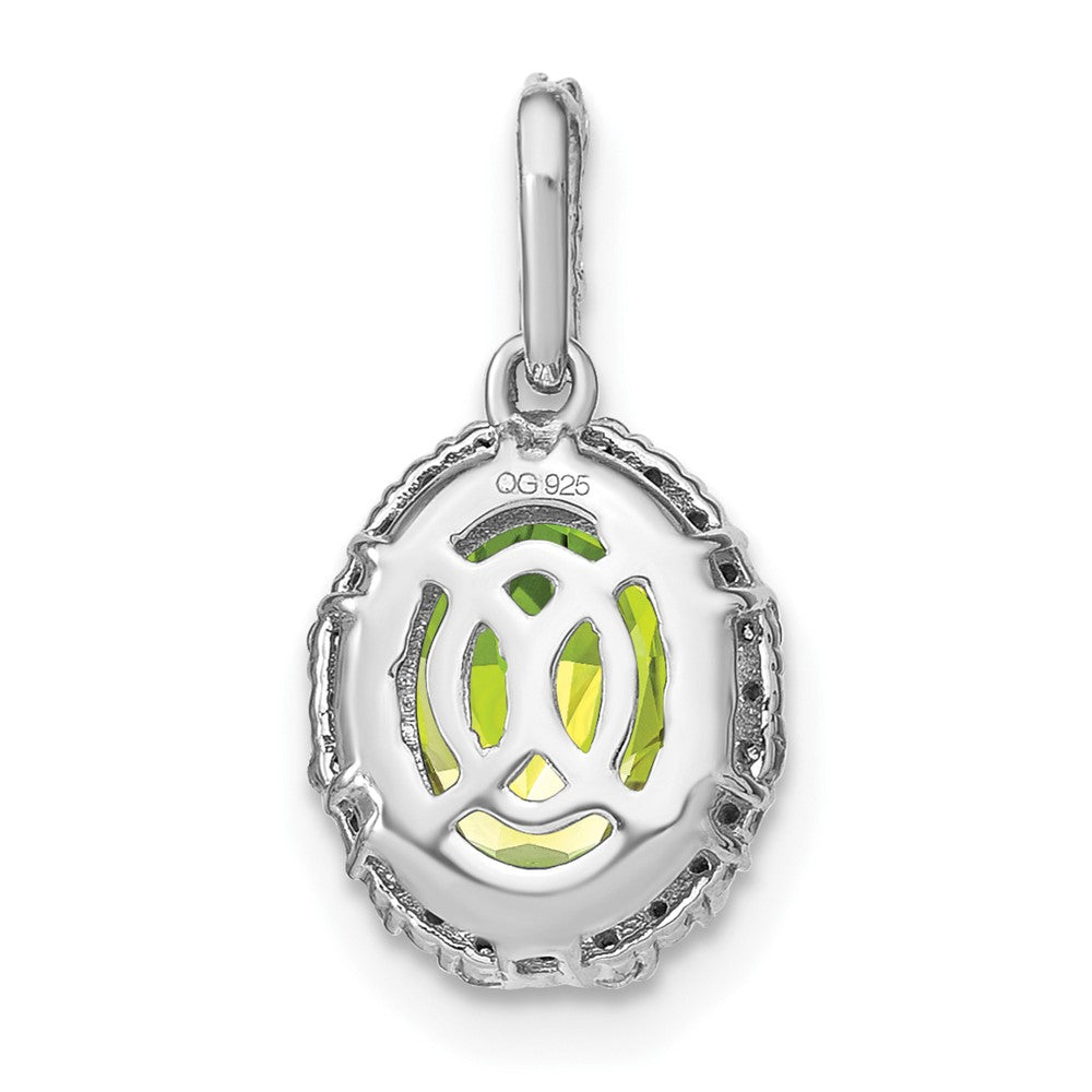 14K Weißgold Oval-Anhänger mit Peridot und echten Diamanten im Halo-Design
