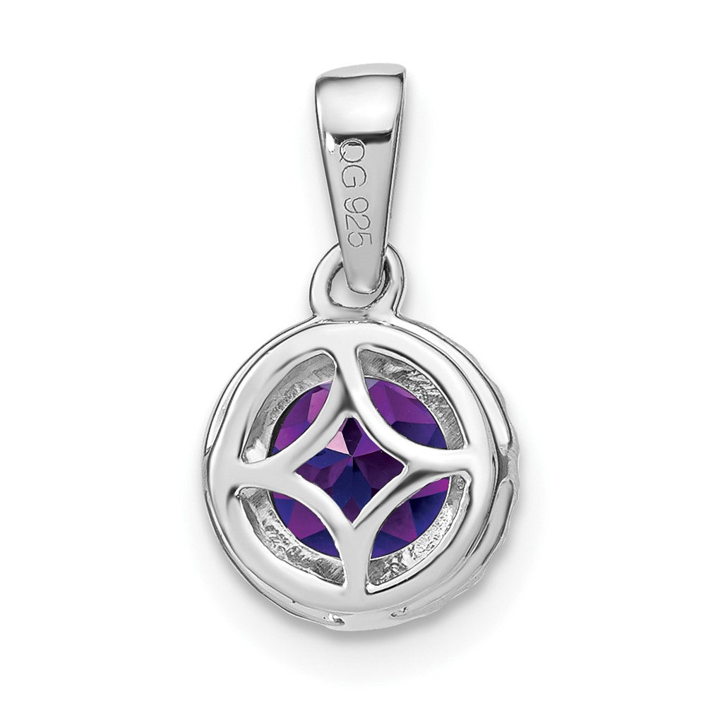 14K Weißgold Amethyst- und Echtdiamant-Halo-Anhänger