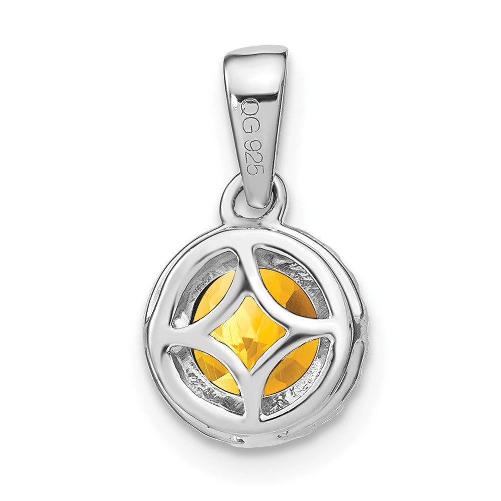 14K Weißgold Citrin- und Diamant-Halo-Anhänger