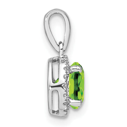 14K Weißgold Peridot- und Echtdiamant-Halo-Anhänger