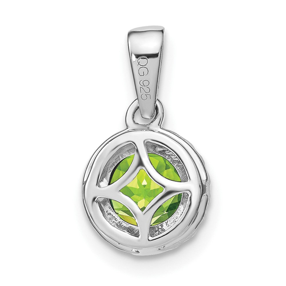 14K Weißgold Peridot- und Echtdiamant-Halo-Anhänger
