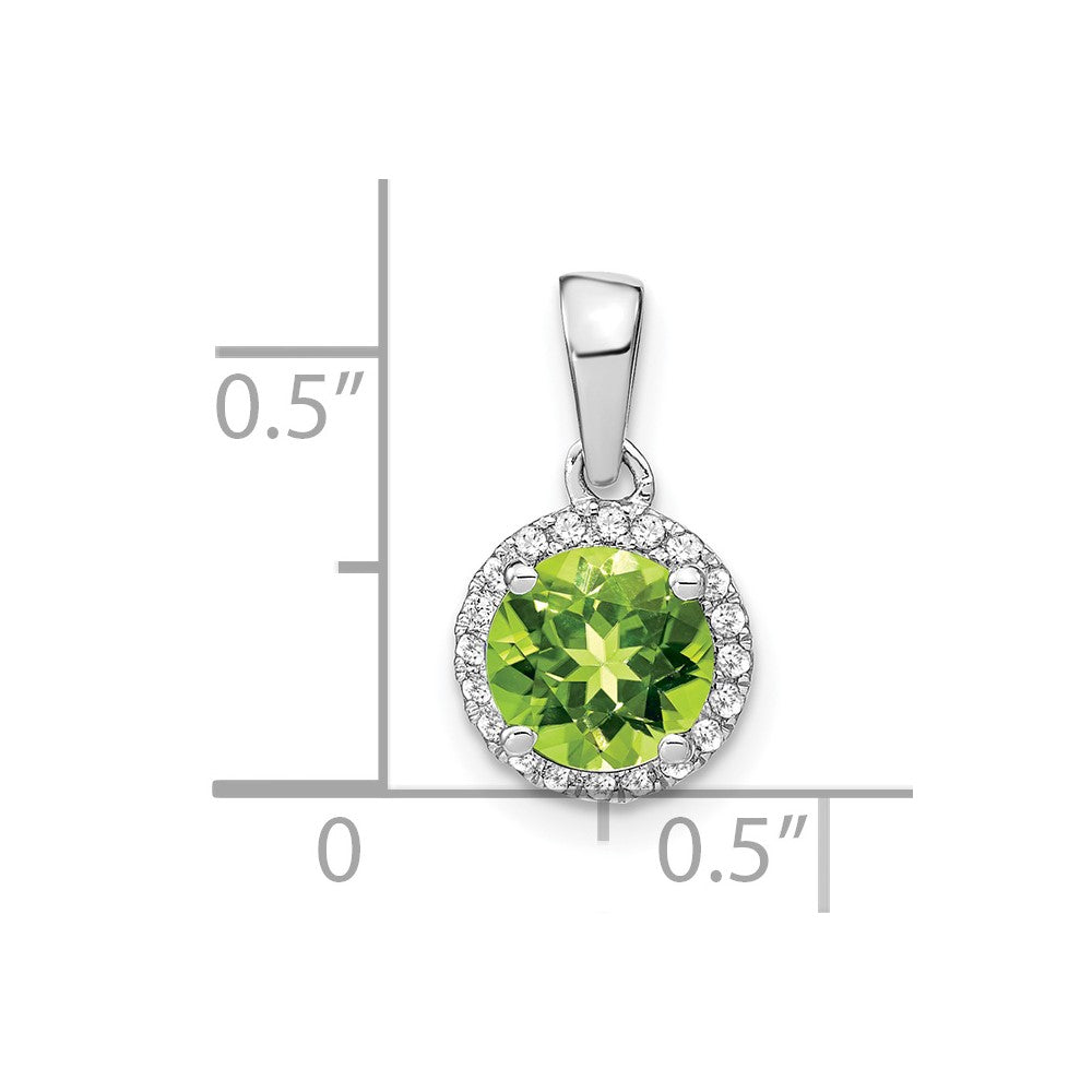 14K Weißgold Peridot- und Echtdiamant-Halo-Anhänger