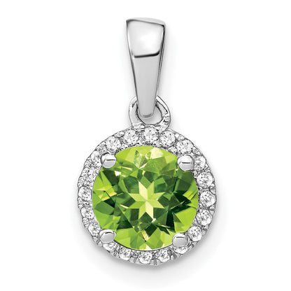 14K Weißgold Peridot- und Echtdiamant-Halo-Anhänger