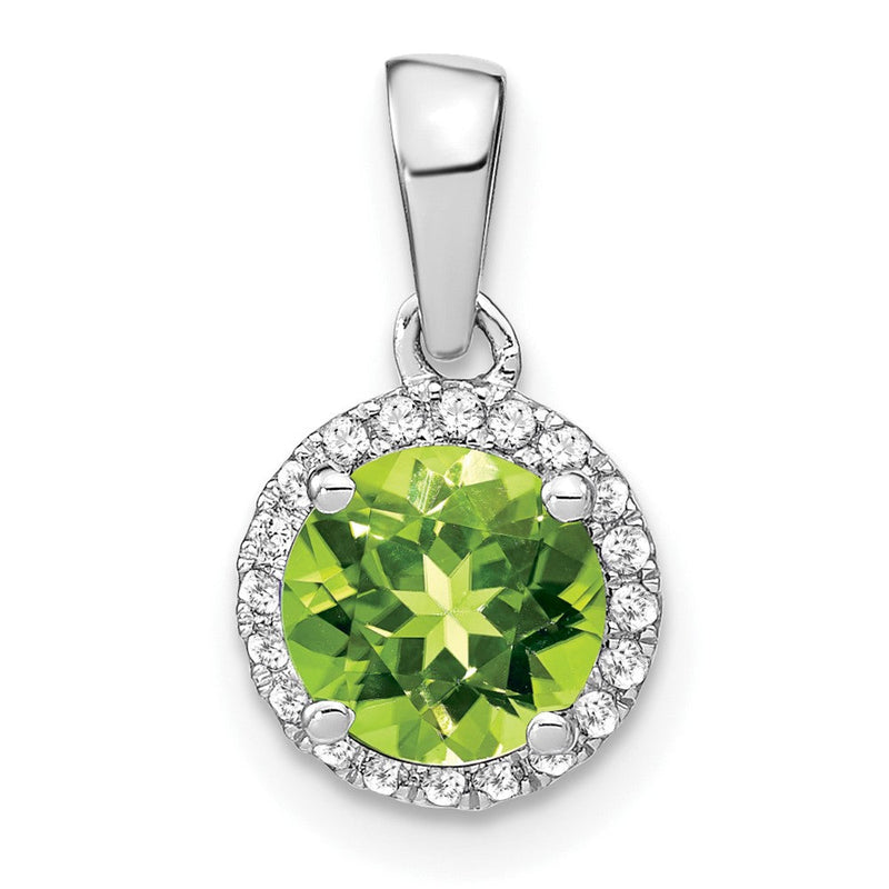 14K Weißgold Peridot- und Echtdiamant-Halo-Anhänger