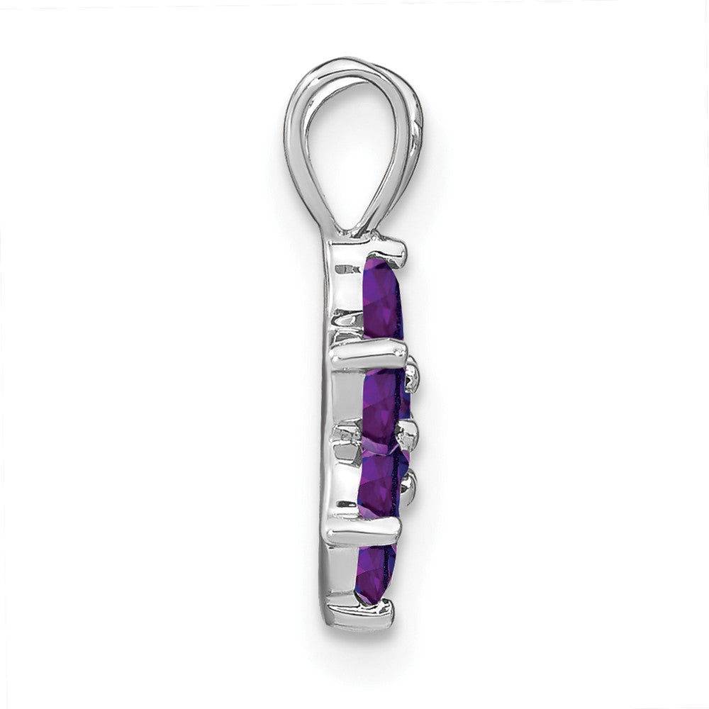 14K Weißgold Amethyst Blumen-Anhänger