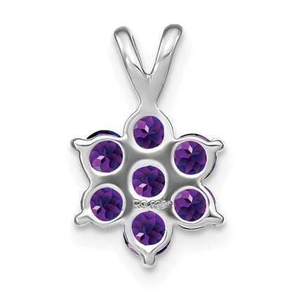 14K Weißgold Amethyst Blumen-Anhänger