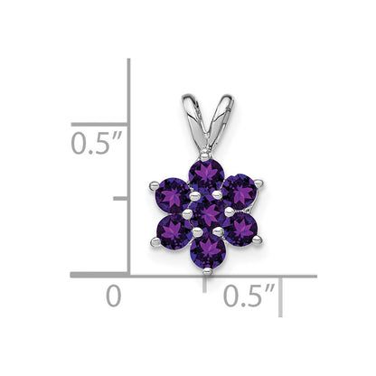 14K Weißgold Amethyst Blumen-Anhänger