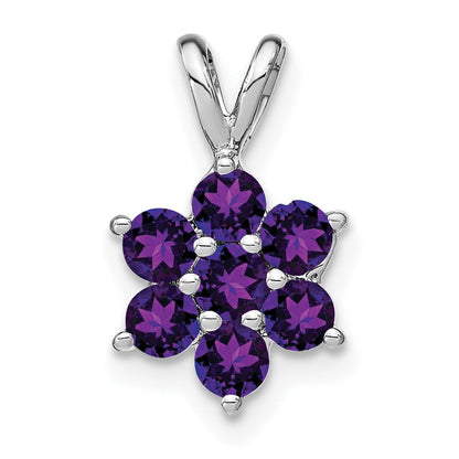 14K Weißgold Amethyst Blumen-Anhänger