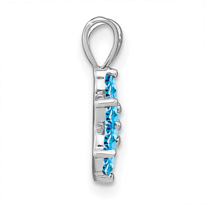14K Weißgold Blautopas Blumen-Anhänger