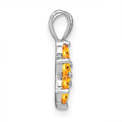 14K Weißgold Citrin-Blütenanhänger