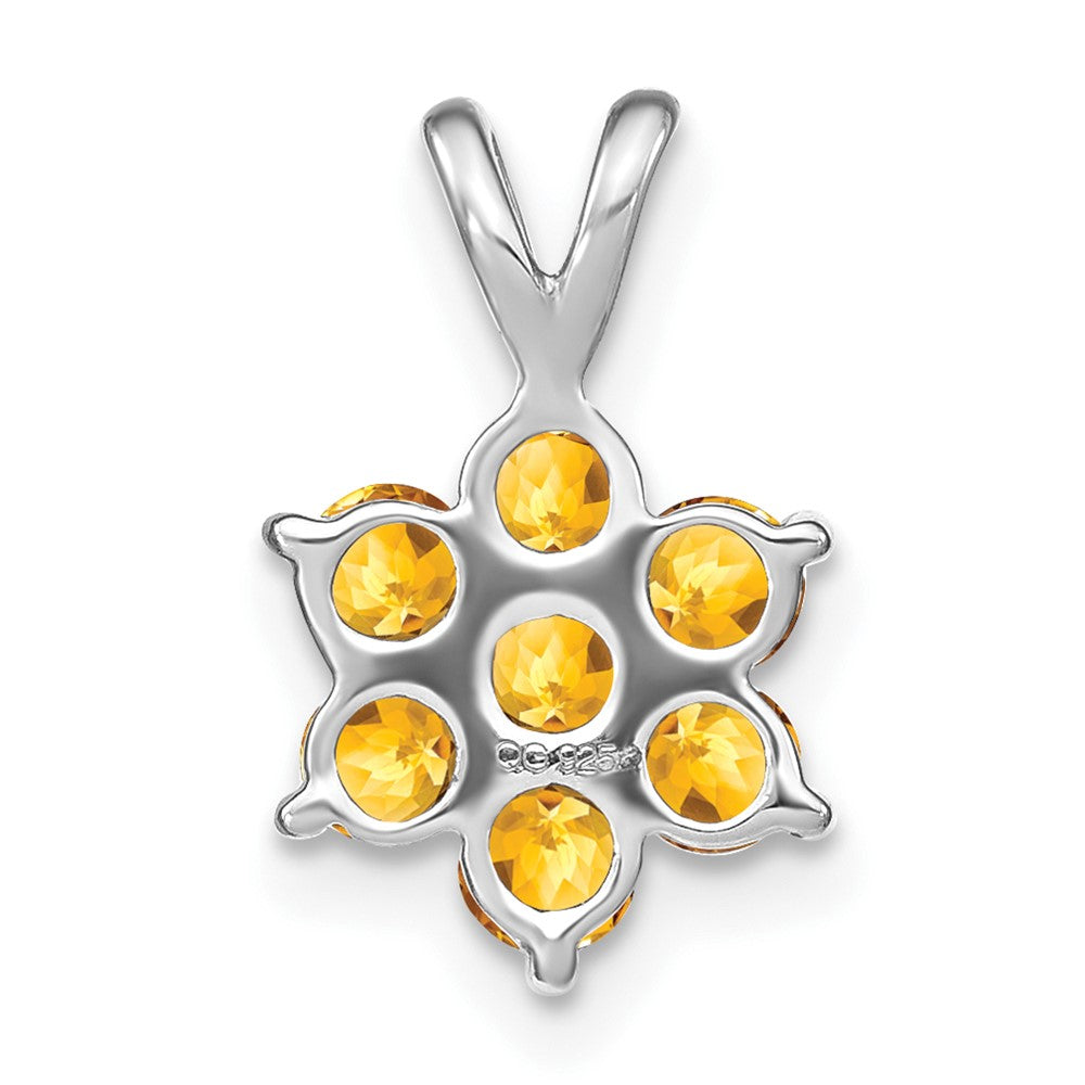 14K Weißgold Citrin-Blütenanhänger