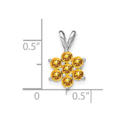 14K Weißgold Citrin-Blütenanhänger
