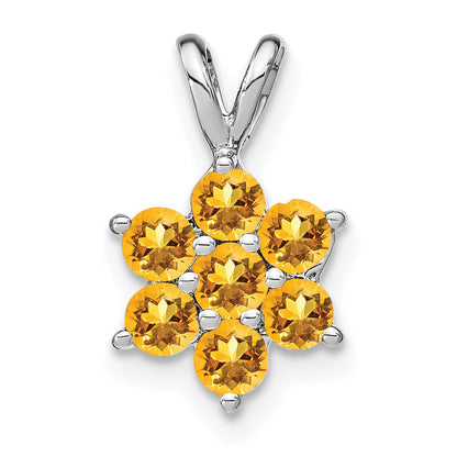 14K Weißgold Citrin-Blütenanhänger