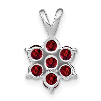 14K Weißgold Granat Blüten-Anhänger
