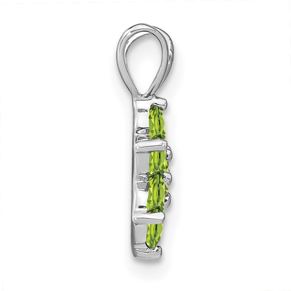 14K Weißgold Peridot Blüten-Anhänger