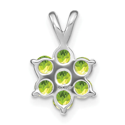 14K Weißgold Peridot Blüten-Anhänger