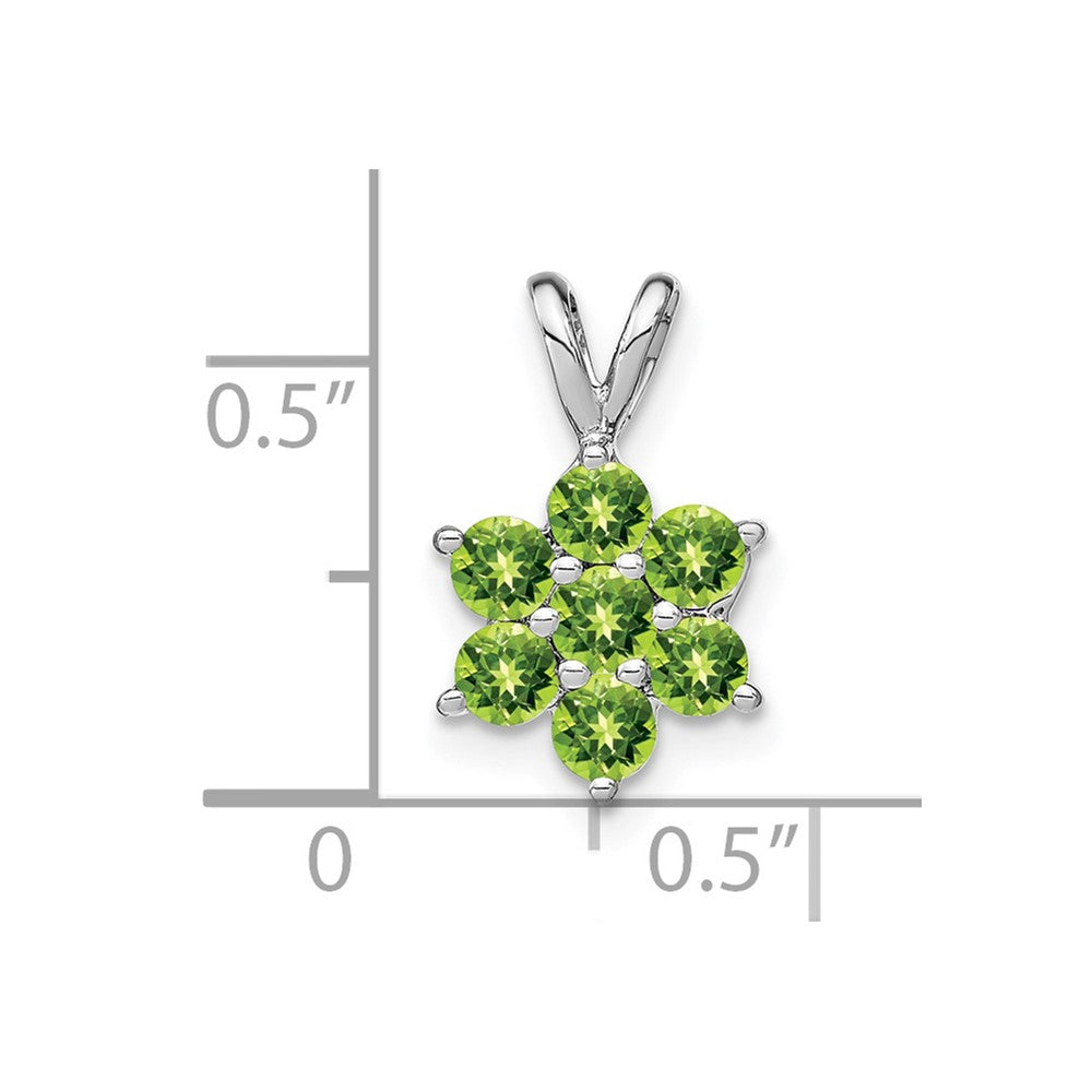 14K Weißgold Peridot Blüten-Anhänger