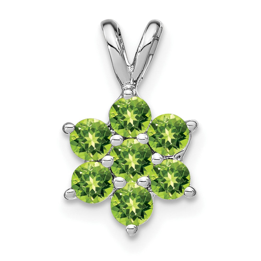 14K Weißgold Peridot Blüten-Anhänger