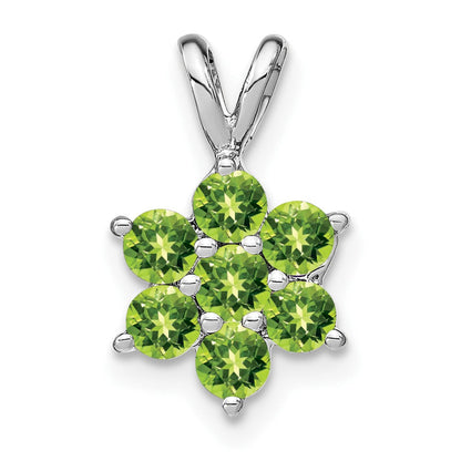 14K Weißgold Peridot Blüten-Anhänger