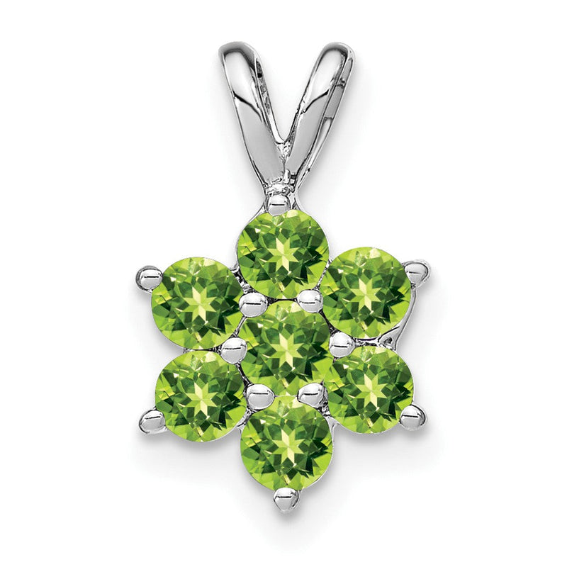 14K Weißgold Peridot Blüten-Anhänger