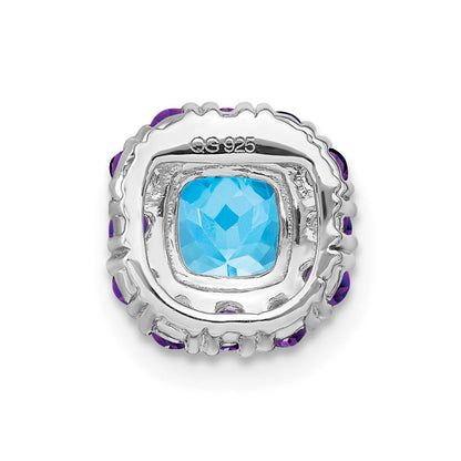 14K Weißgold Kissen Blautopas und Amethyst Kette Anhänger
