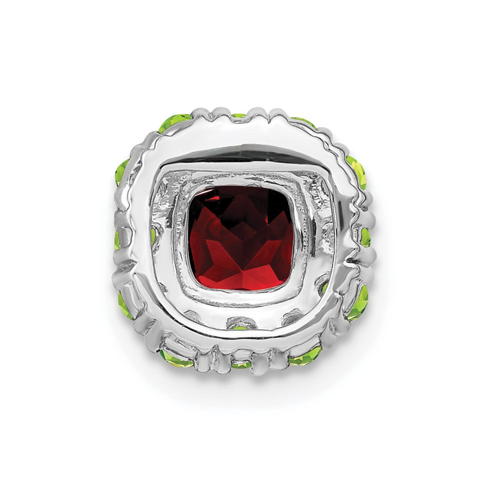 14K Weißgold 14K Weißgold Kissen Granat und Peridot Kette Anhänger