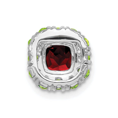 14K Weißgold 14K Weißgold Kissen Granat und Peridot Kette Anhänger