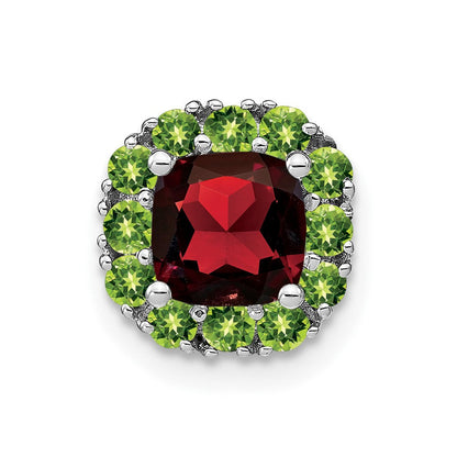 14K Weißgold 14K Weißgold Kissen Granat und Peridot Kette Anhänger