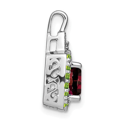 14K Weißgold Anhänger mit Granat/Peridot/echtem Diamant