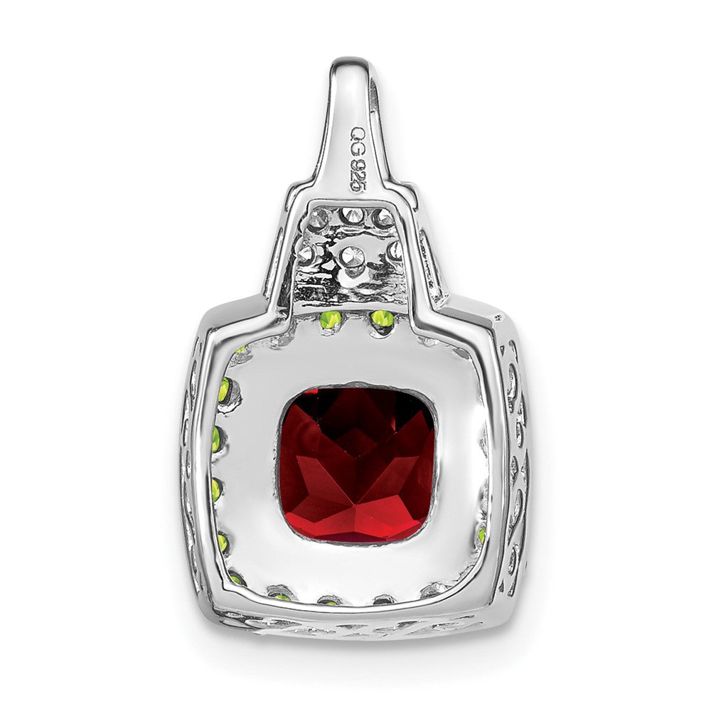 14K Weißgold Anhänger mit Granat/Peridot/echtem Diamant