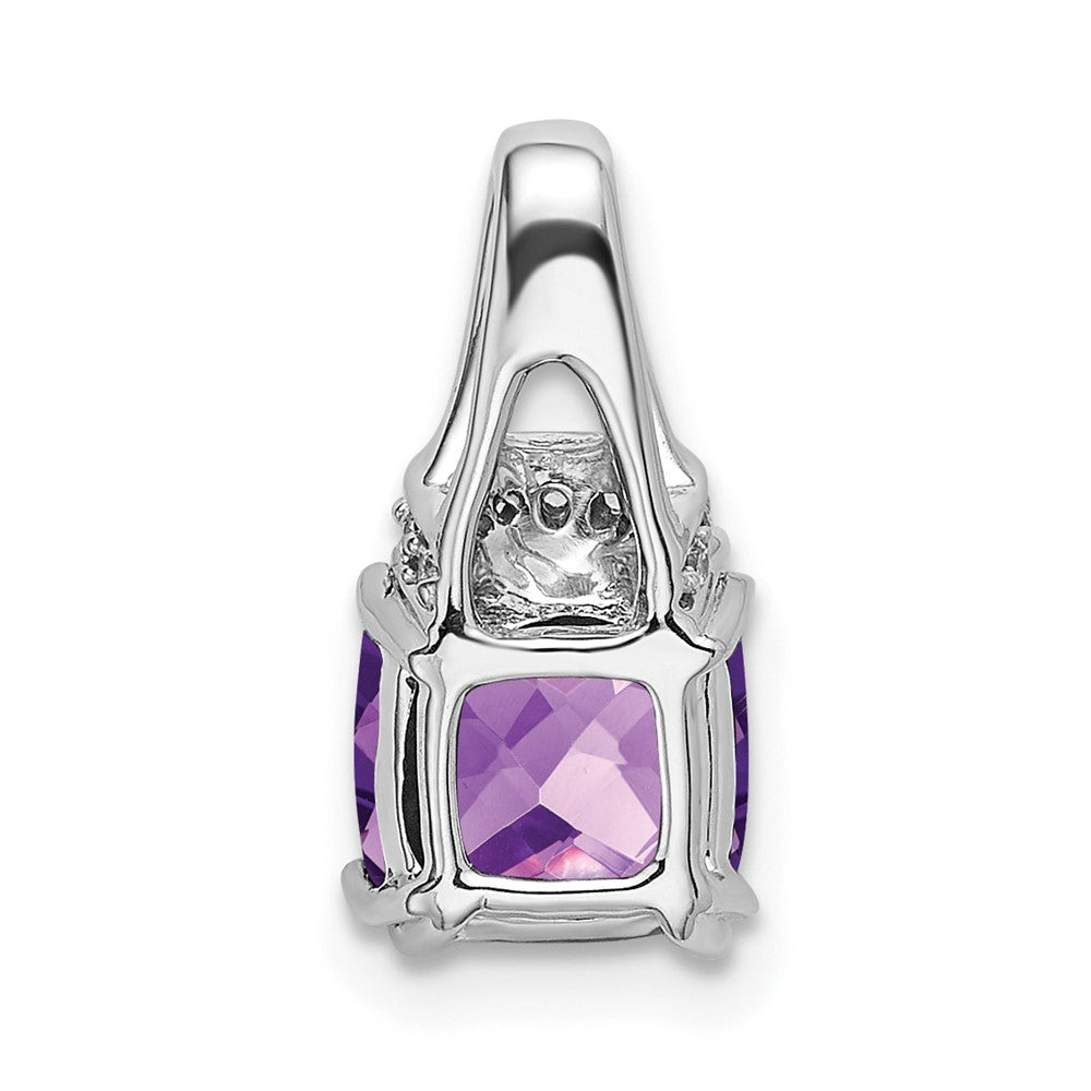 14K Weißgold Anhänger mit Kissenschliff-Amethyst und echten Diamanten