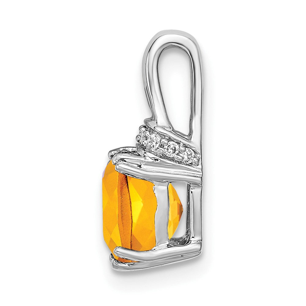 14K Weißgold Anhänger mit Kissenschliff-Citrin und echten Diamanten