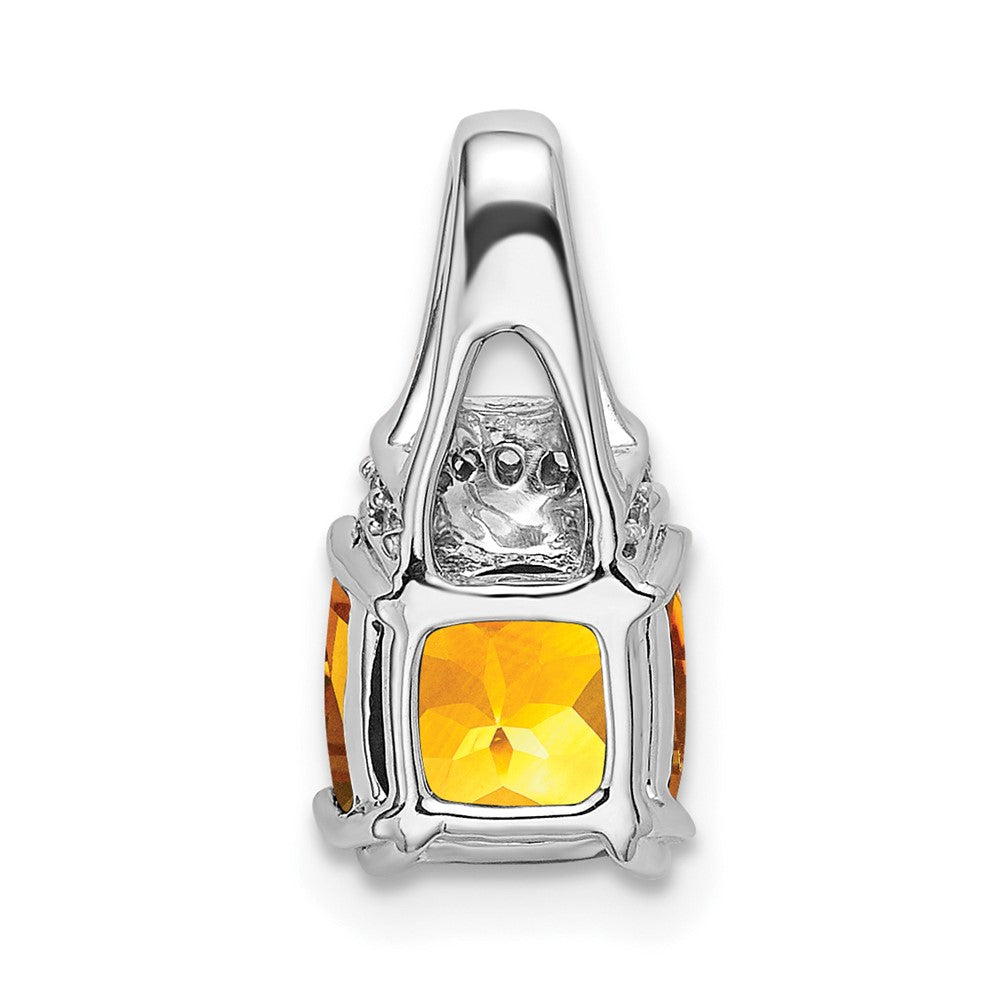 14K Weißgold Anhänger mit Kissenschliff-Citrin und echten Diamanten