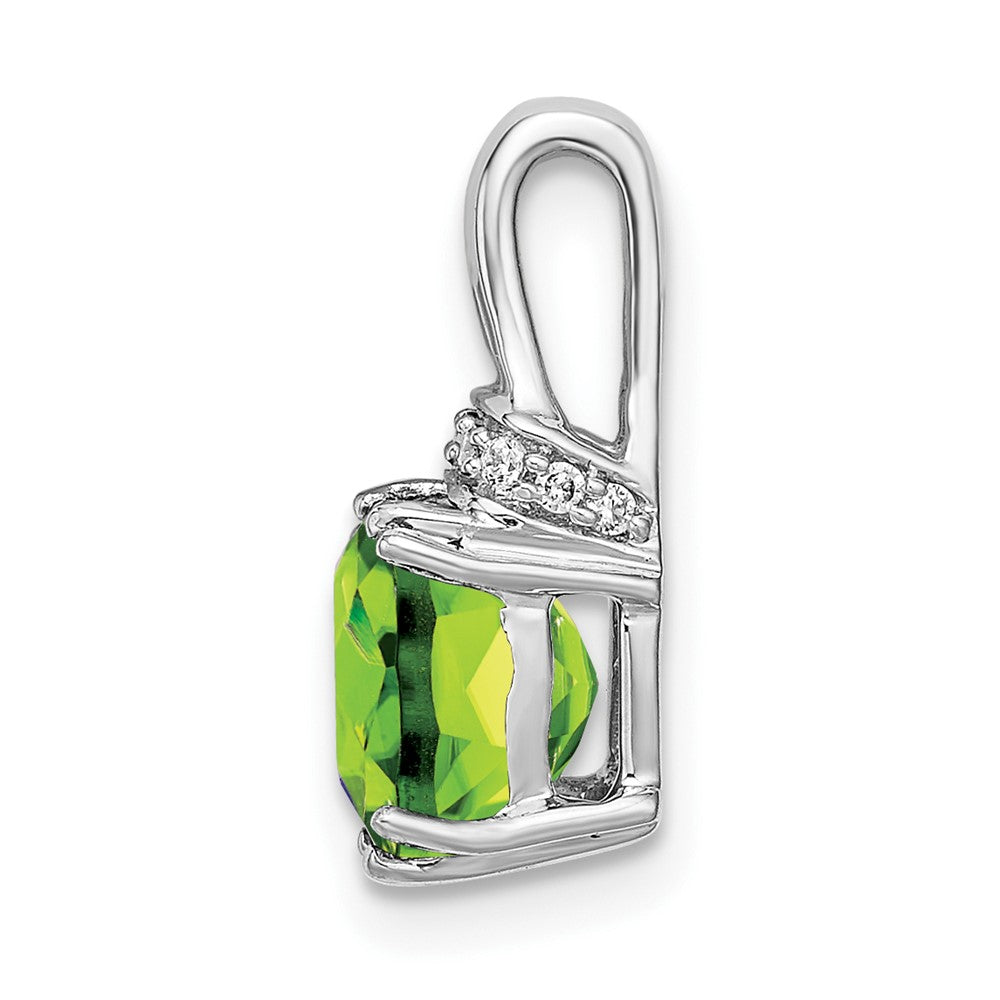 14 K Weißgold Anhänger mit Peridot im Kissenschliff und echten Diamanten