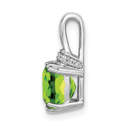 14 K Weißgold Anhänger mit Peridot im Kissenschliff und echten Diamanten