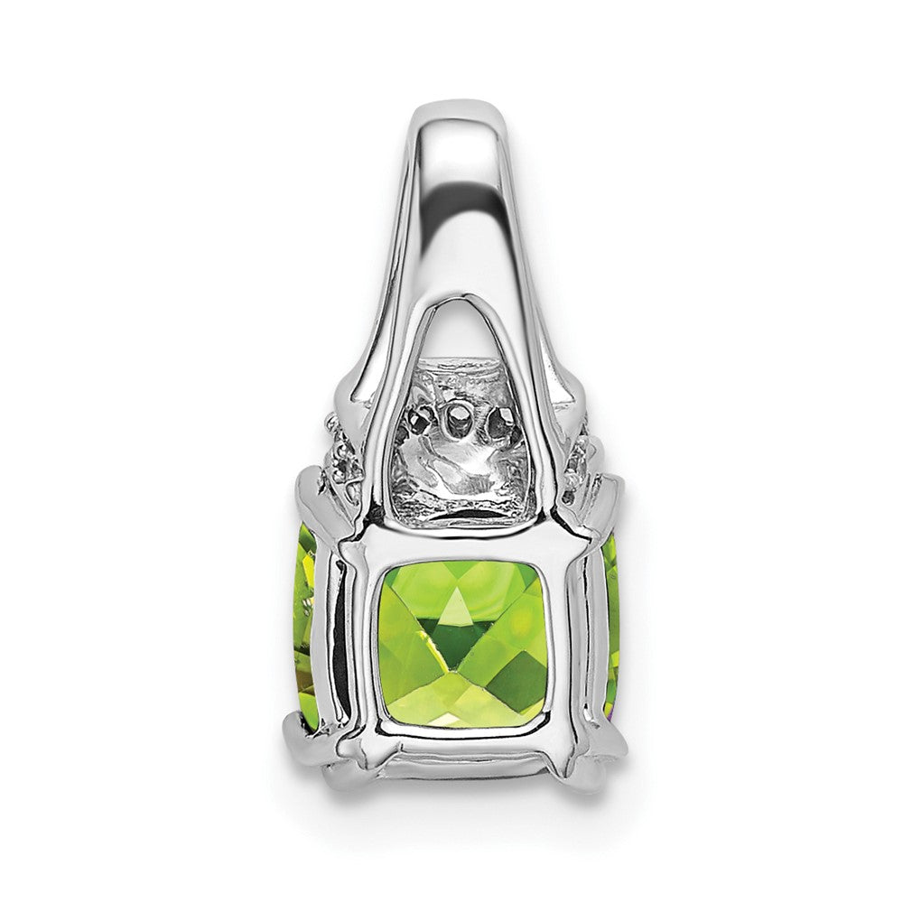 14 K Weißgold Anhänger mit Peridot im Kissenschliff und echten Diamanten