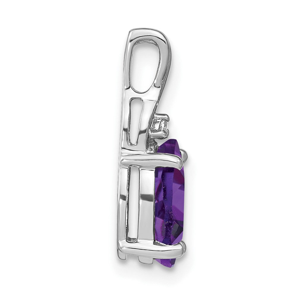 14k Weißgold Anhänger mit ovalem Amethyst und echten Diamanten