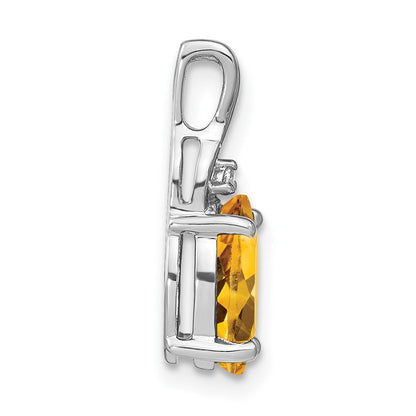 14k Weißgold Anhänger mit ovalem Citrin und echten Diamanten
