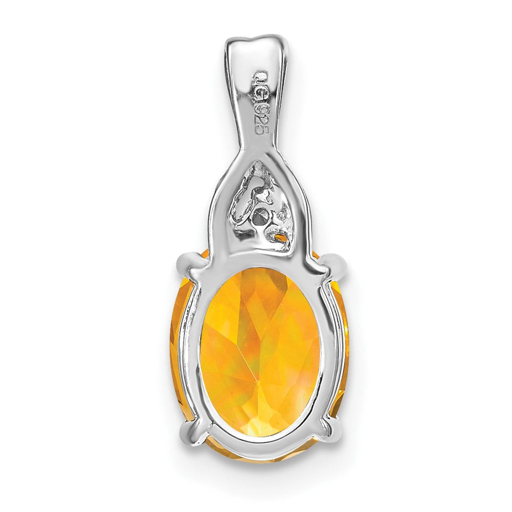 14k Weißgold Anhänger mit ovalem Citrin und echten Diamanten