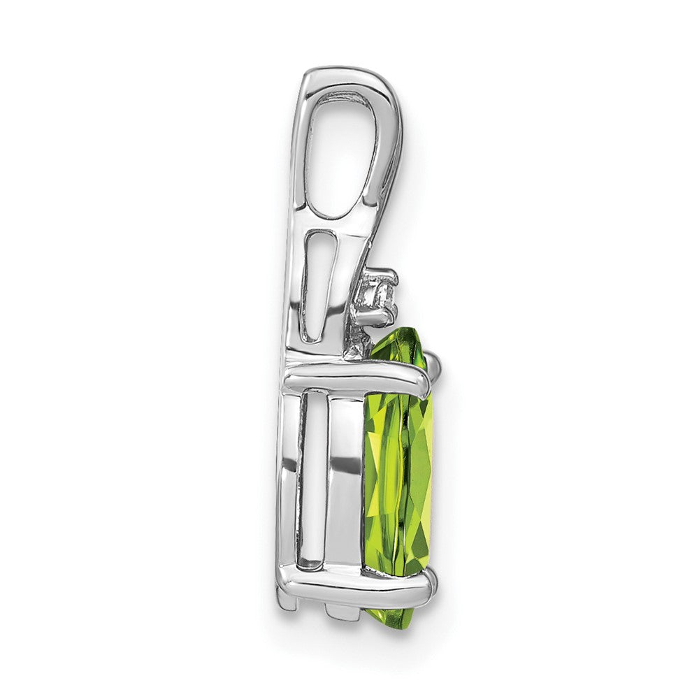 14 Karat Weißgold Anhänger, oval, mit Peridot und echten Diamanten