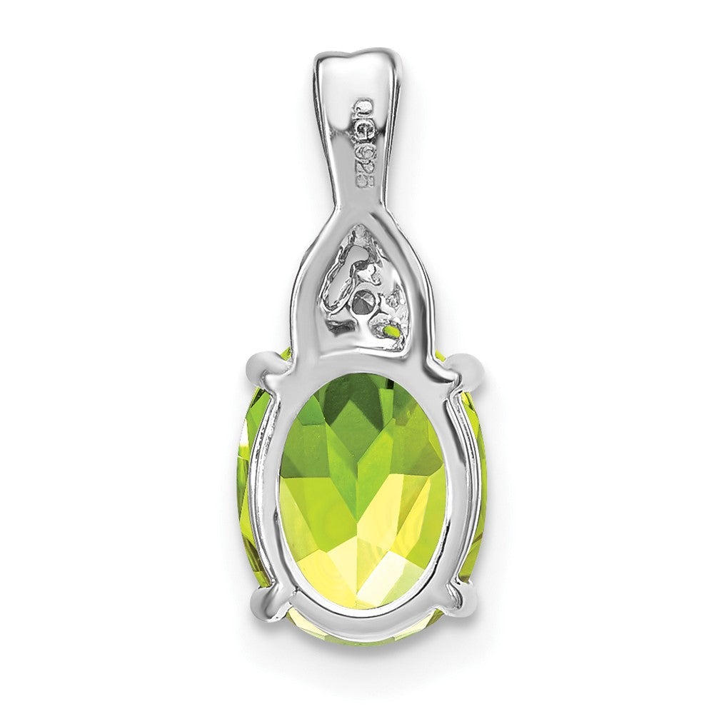 14 Karat Weißgold Anhänger, oval, mit Peridot und echten Diamanten