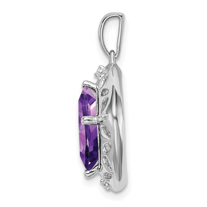 Sterling Silber Amethyst- und Echtdiamant-Anhänger
