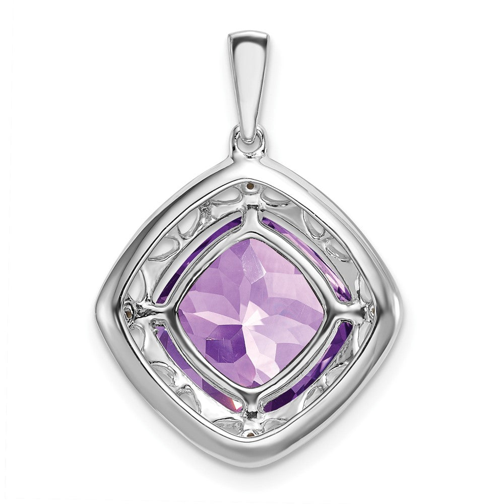 Sterling Silber Amethyst- und Echtdiamant-Anhänger