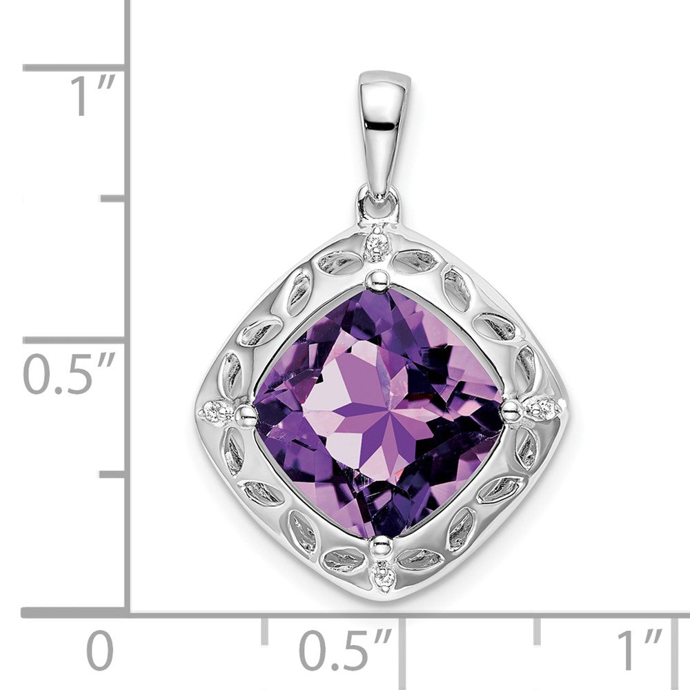 Sterling Silber Amethyst- und Echtdiamant-Anhänger