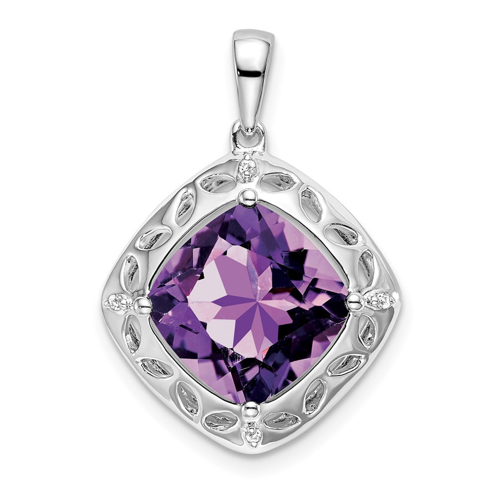 Sterling Silber Amethyst- und Echtdiamant-Anhänger