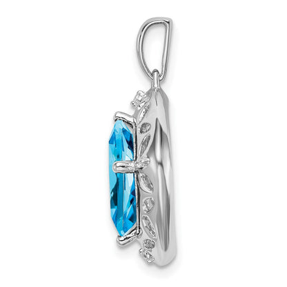 Sterling-Silber-Anhänger mit Blautopas und echtem Diamant