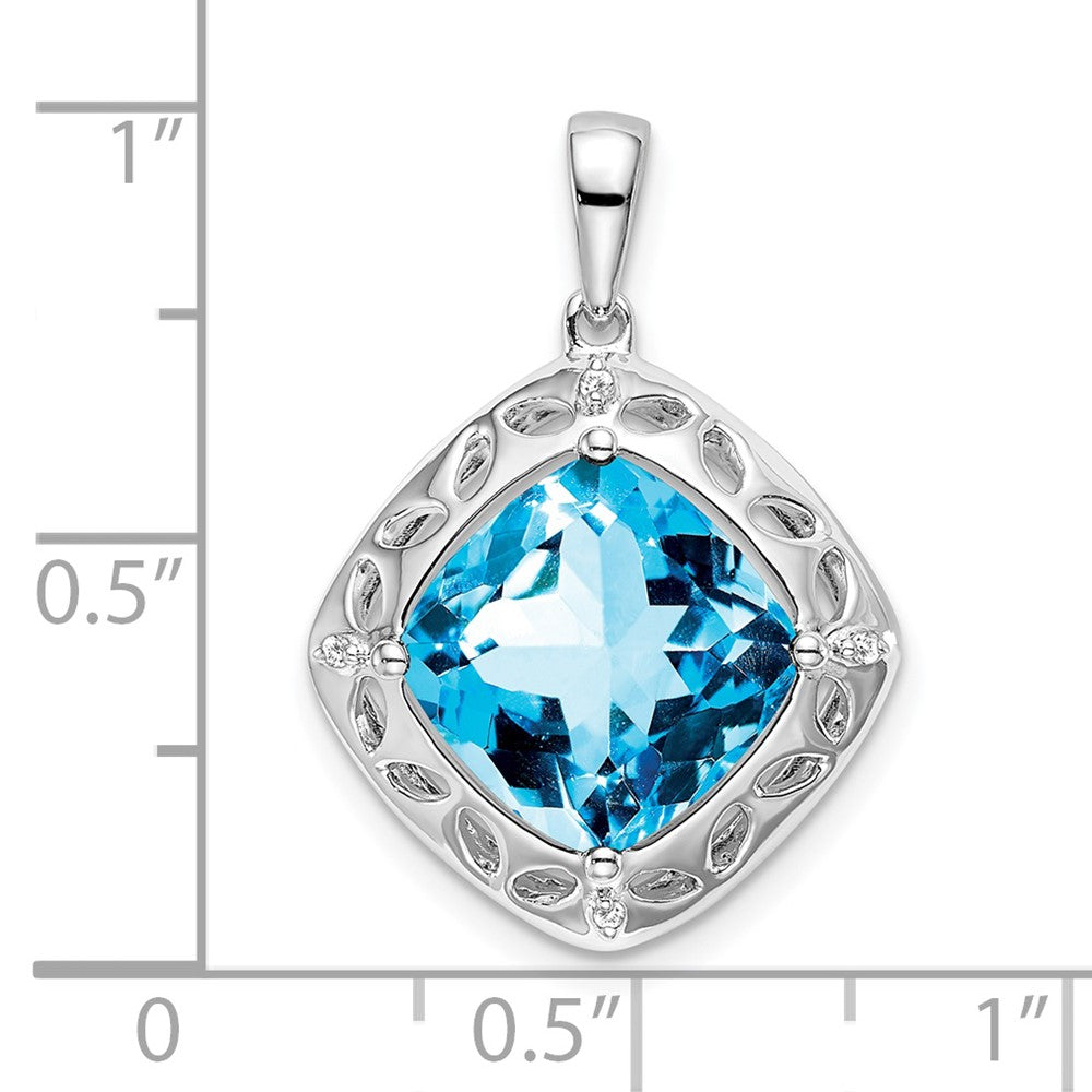 Sterling-Silber-Anhänger mit Blautopas und echtem Diamant