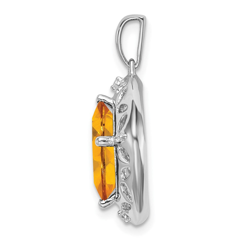 Sterling Silber Citrin- und Echt-Diamant-Anhänger