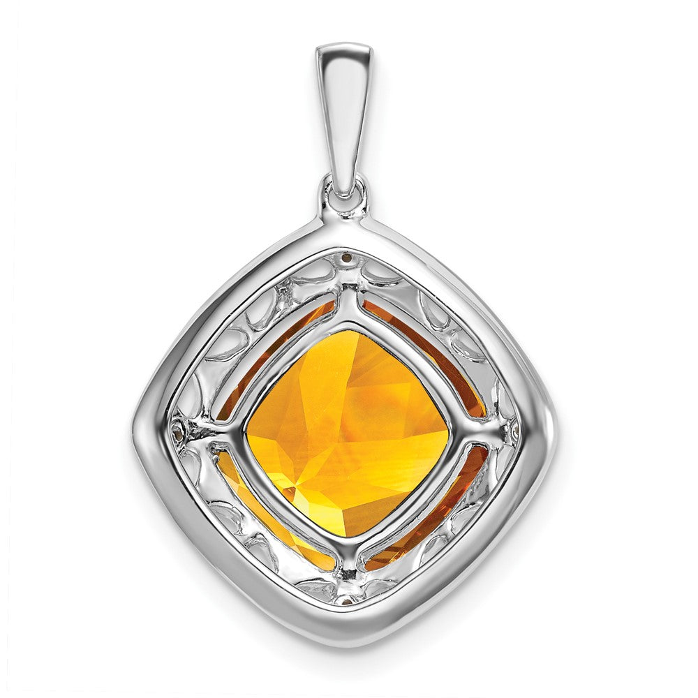 Sterling Silber Citrin- und Echt-Diamant-Anhänger