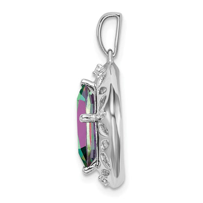 Sterling Silber Anhänger mit Mystic Fire Topas und echten Diamanten